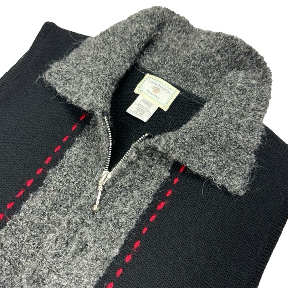 SUSAN BRISTOL Wool/Alpaca Knit Blend Embroidered Detailed Zip-Up Vest - Picture 4 of 9